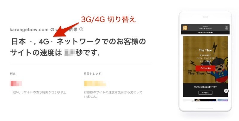 Test My Site 設定 4G THE THOR 速さ