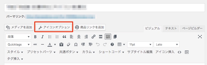 アイコン　オプション　クラス名　挿入